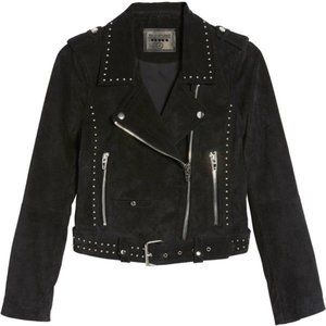 BLANKNYC Studded Suede Moto Jacket